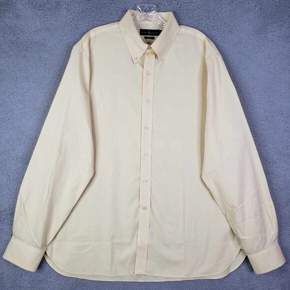 Polo Ralph Lauren Shirt Oxford Mens Size Large 17 Light Yellow Button Down LS - Picture 5 of 9